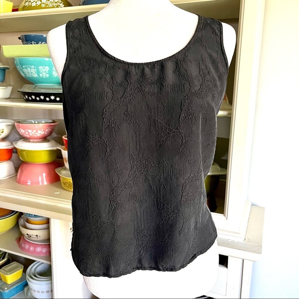 Citron Black Silk Textured Tank - Size Small